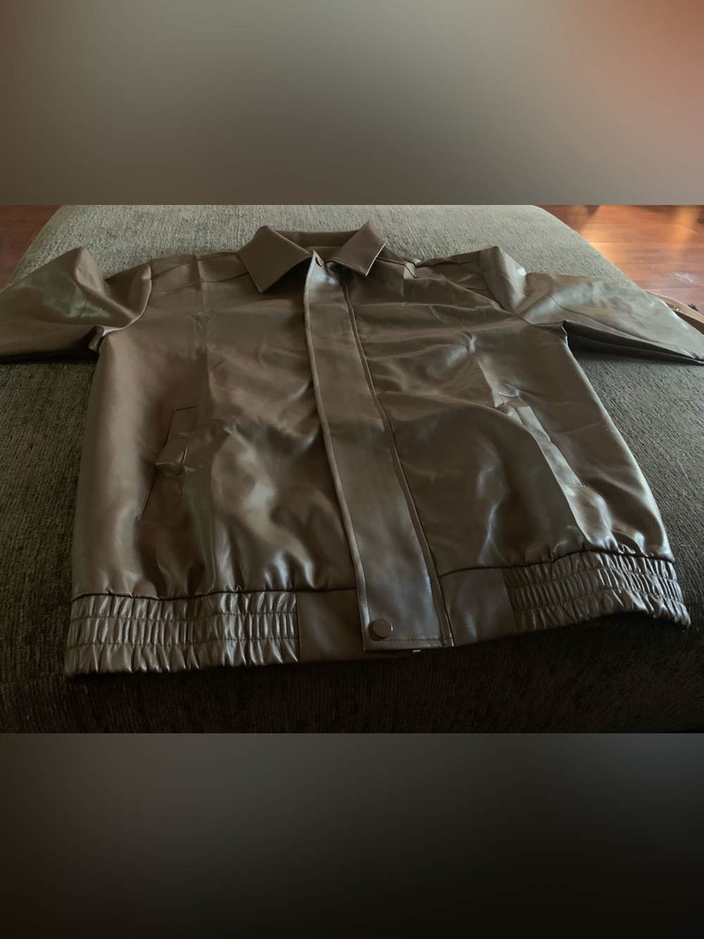 Woman’s Brown Faux Leather Jacket - Classic Collared Bomber